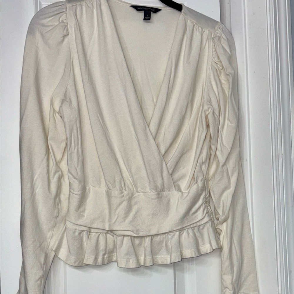 Banana Republic Cream Ruffle Blouse